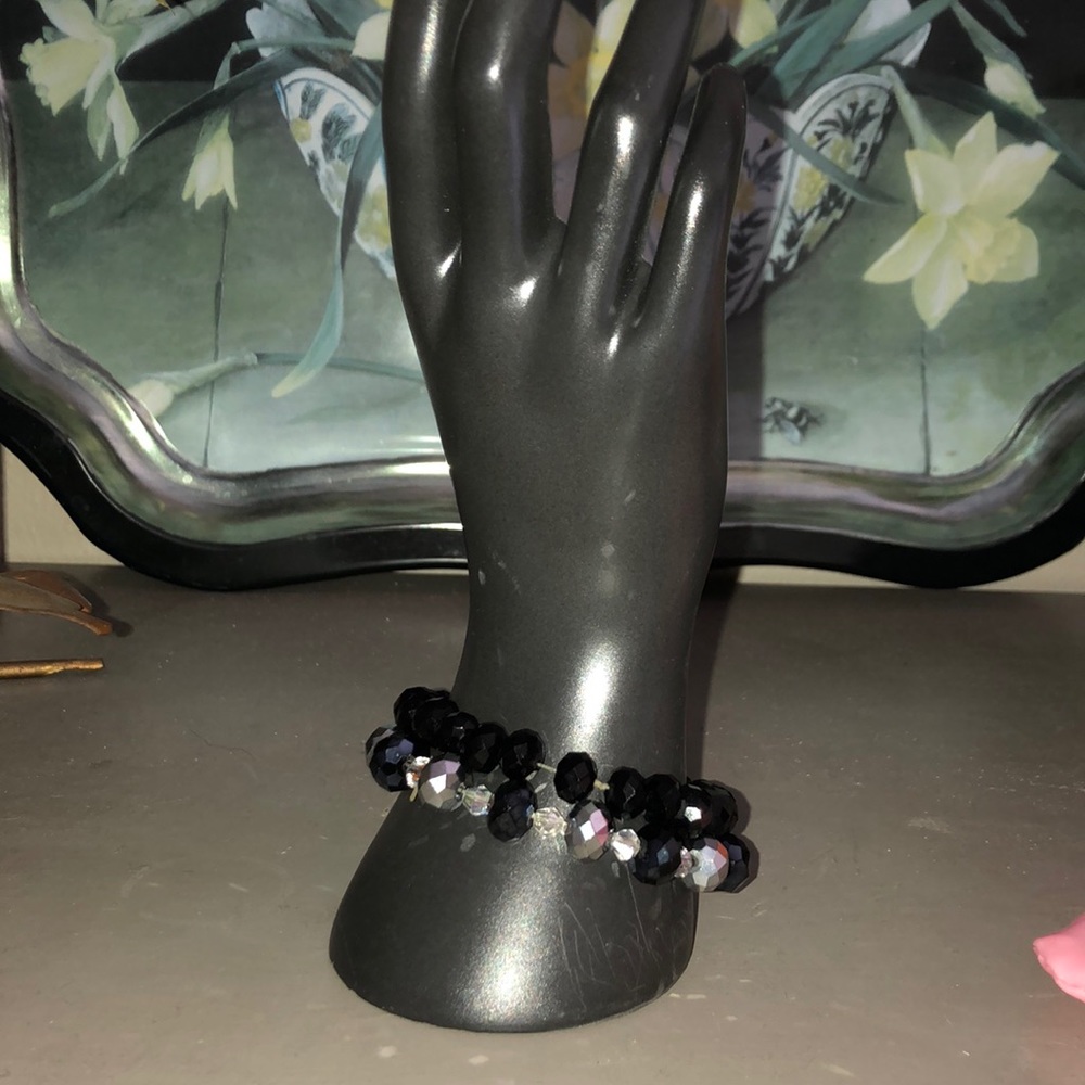 Bundle two crystal glass bead bracelets...stretch one size